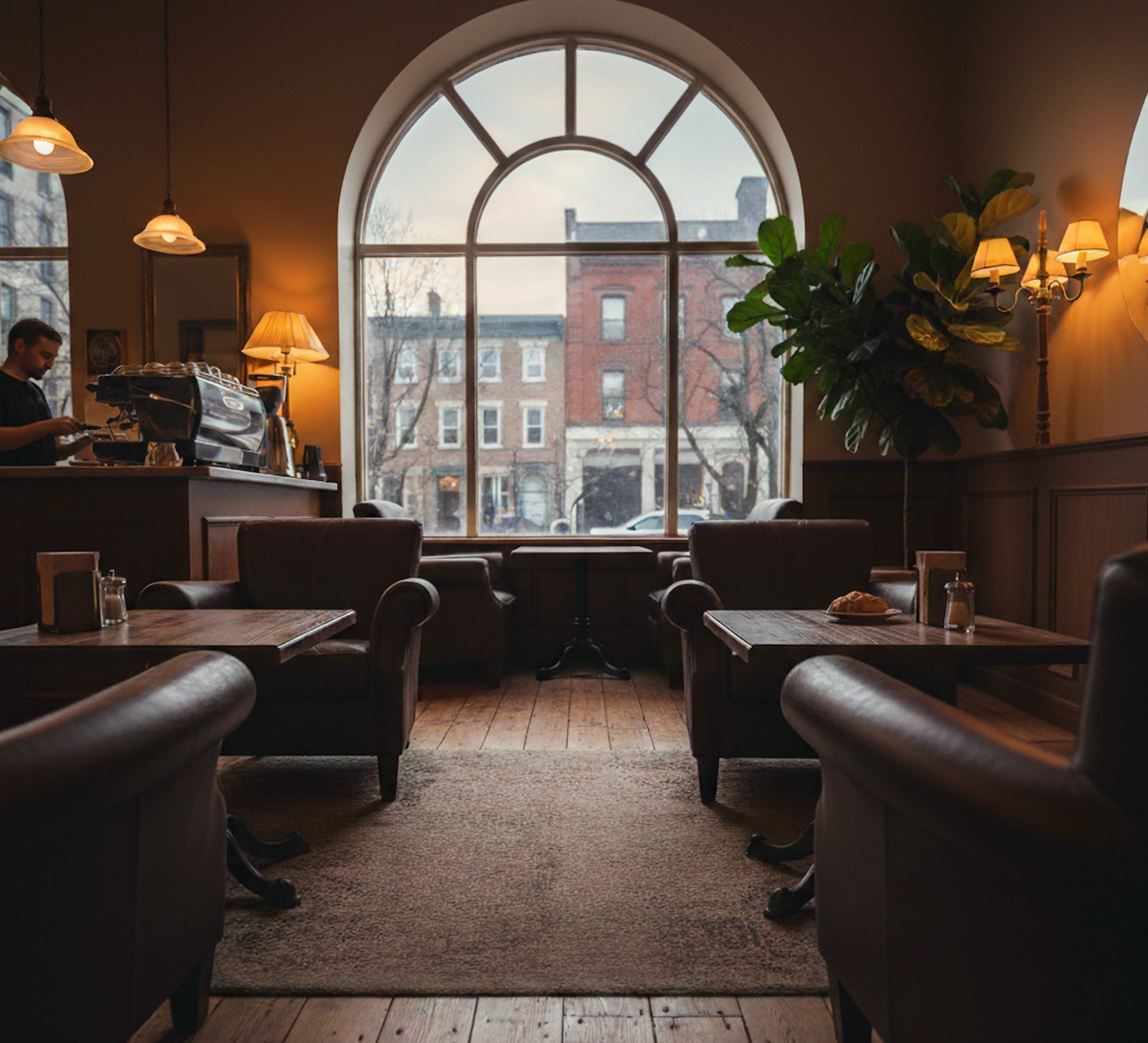 Café with QR codes on tables