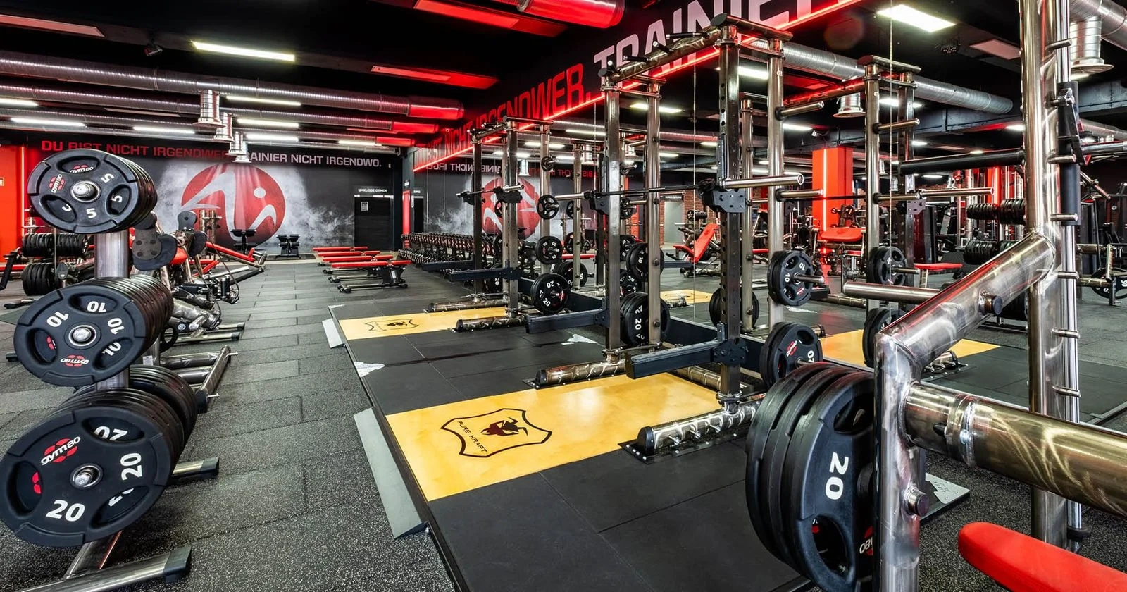 Gym club with QR codes on equipment