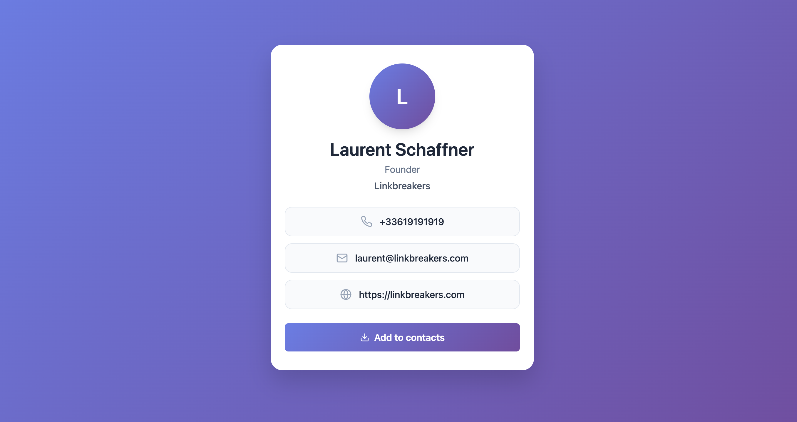 Contact card example